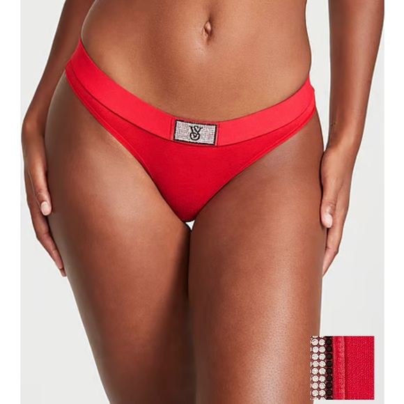 Shine Patch Cotton Thong Panty - Picture 1 of 7